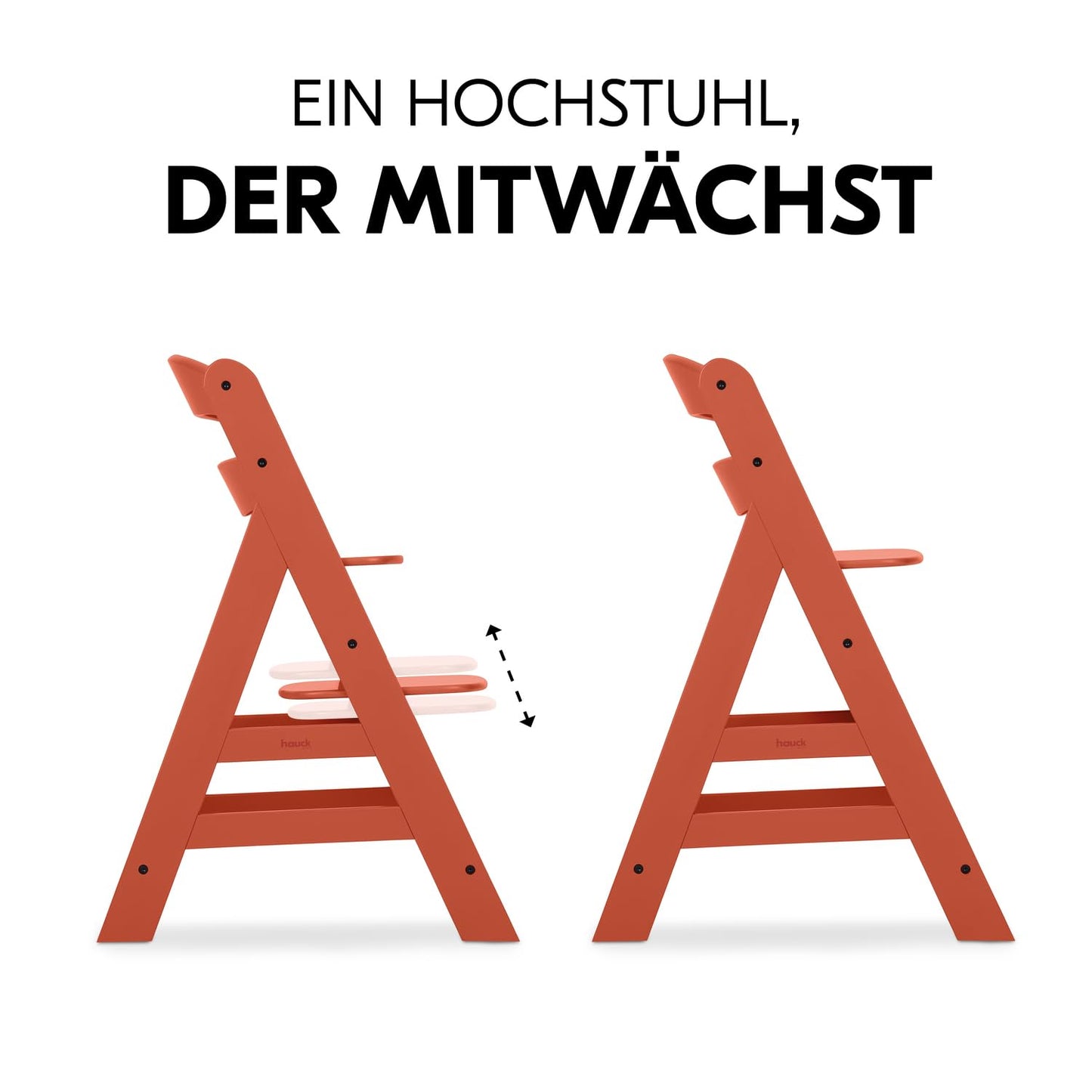 Mitwachsender Holzhochstuhl aus Buche – mit Schutzbügel & 5-Punkt-Gurt, belastbar bis 90 kg (Cork)