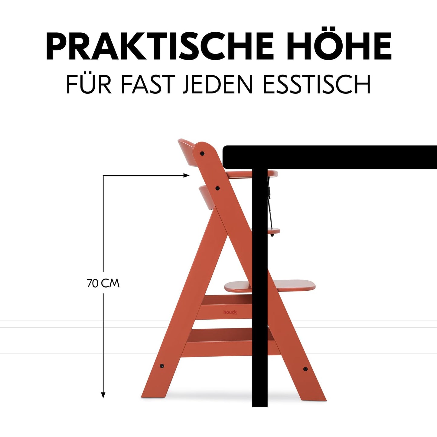 Mitwachsender Holzhochstuhl aus Buche – mit Schutzbügel & 5-Punkt-Gurt, belastbar bis 90 kg (Cork)