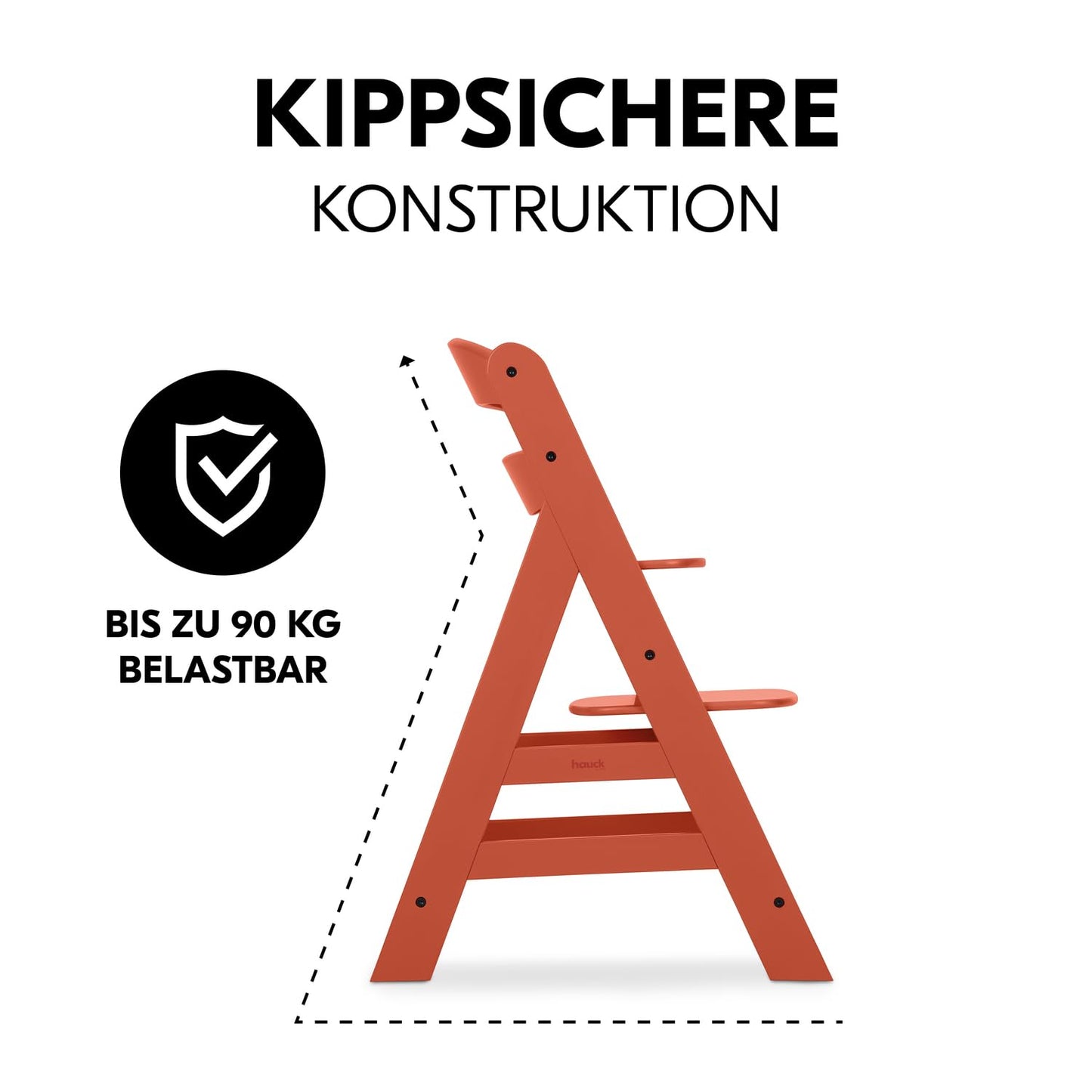 Mitwachsender Holzhochstuhl aus Buche – mit Schutzbügel & 5-Punkt-Gurt, belastbar bis 90 kg (Cork)
