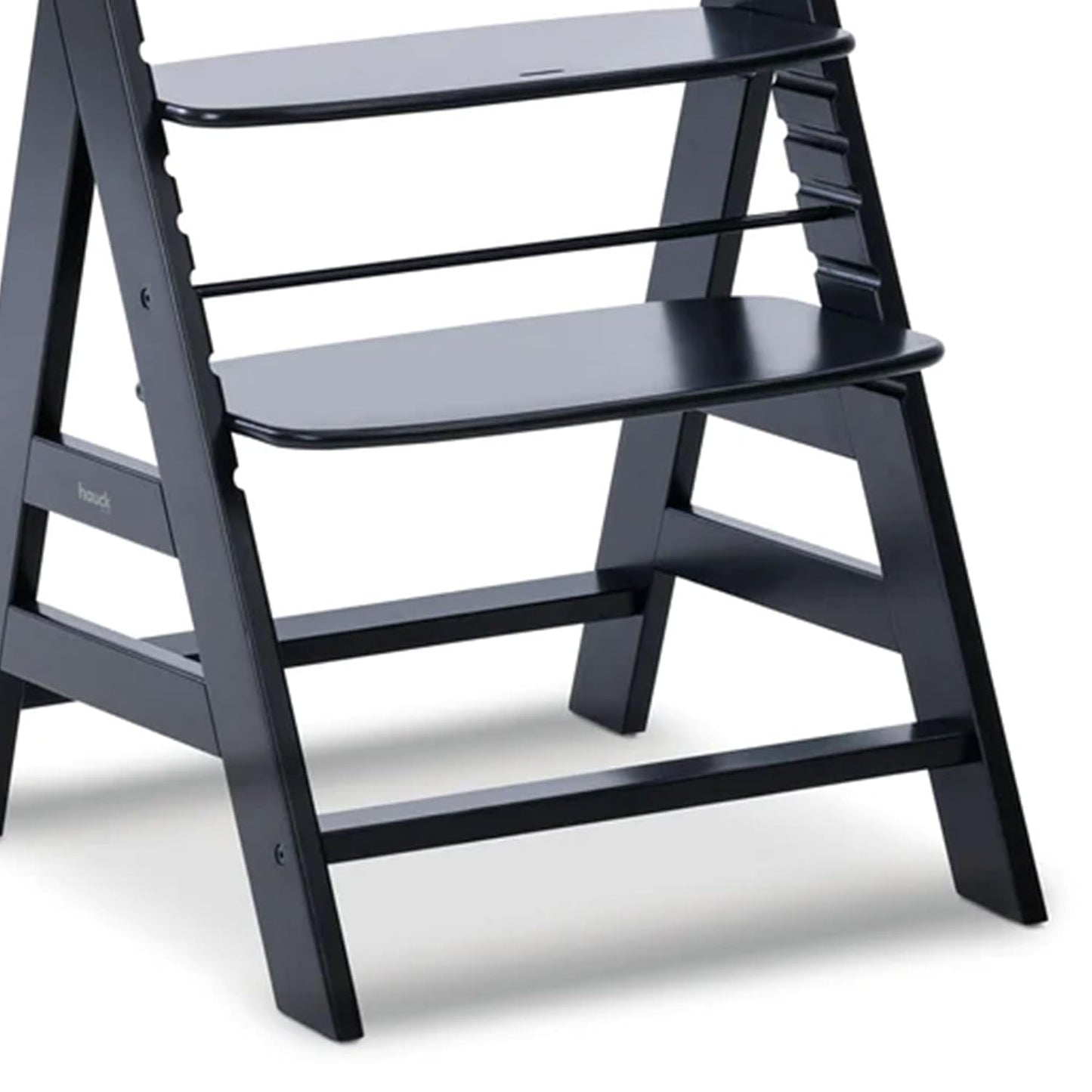 Mitwachsender Kinderhochstuhl aus Buchenholz – mit Schutzbügel & 5-Punkt-Gurt, belastbar bis 90 kg (Schwarz)